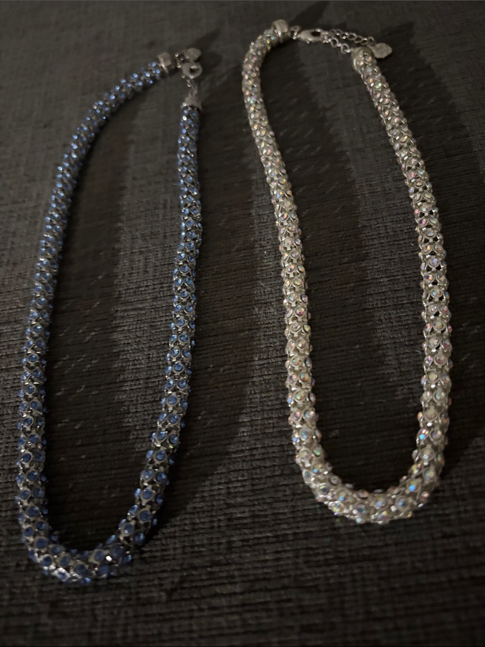 Monet Twin Crystal Rope Necklaces - Blue and Clear